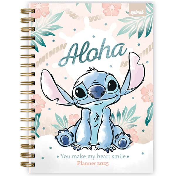 Planner Colegial 2025, Stitch, 80 folhas, com espiral, 2518207, Spiral Ds - PT 1 UN