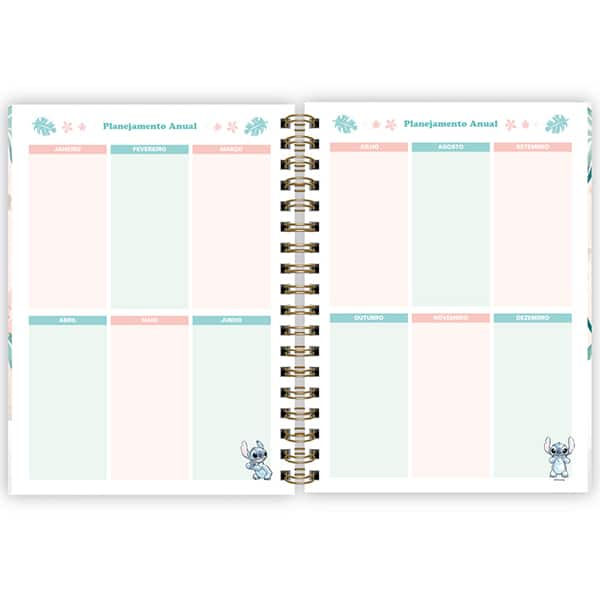 Planner Colegial 2025, Stitch, 80 folhas, com espiral, 2518207, Spiral Ds - PT 1 UN