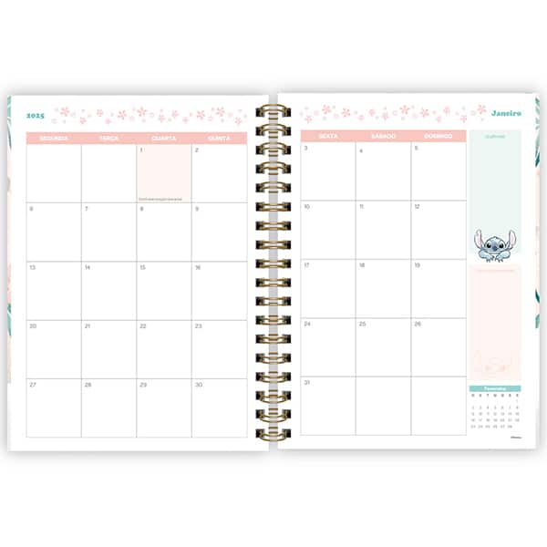 Planner Colegial 2025, Stitch, 80 folhas, com espiral, 2518207, Spiral Ds - PT 1 UN