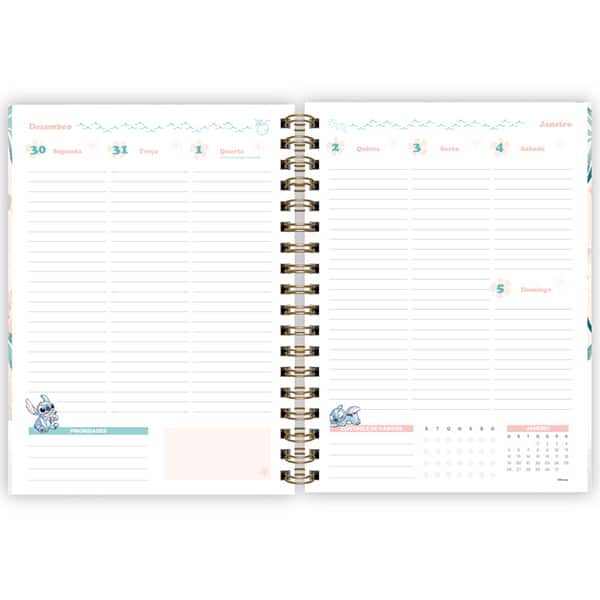 Planner Colegial 2025, Stitch, 80 folhas, com espiral, 2518207, Spiral Ds - PT 1 UN