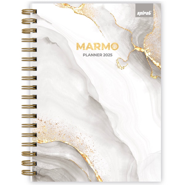 Planner Colegial 2025, Marmo, 80 folhas, com espiral, 2518177, Spiral Mrm - PT 1 UN