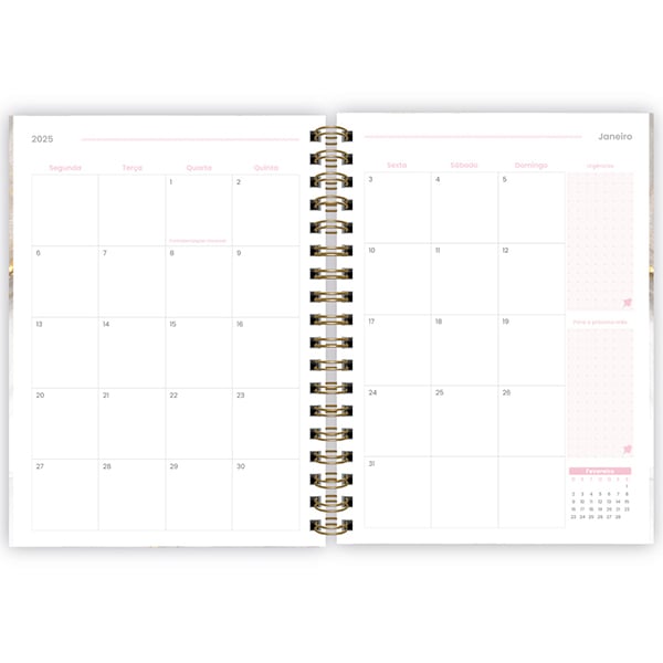 Planner Colegial 2025, Marmo, 80 folhas, com espiral, 2518177, Spiral Mrm - PT 1 UN