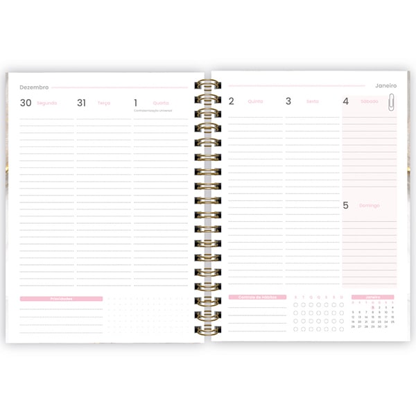 Planner Colegial 2025, Marmo, 80 folhas, com espiral, 2518177, Spiral Mrm - PT 1 UN