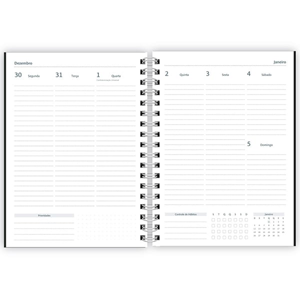 Planner Colegial 2025, Lumi Preto, 80 folhas, com espiral, 2518153, Spiral Lumi - PT 1 UN