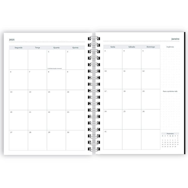 Planner Colegial 2025, Lumi Branco, 80 folhas, com espiral, 2518160, Spiral Lumi - PT 1 UN