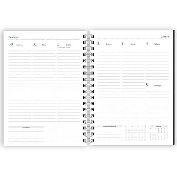 Planner Colegial 2025, Lumi Branco, 80 folhas, com espiral, 2518160, Spiral Lumi - PT 1 UN