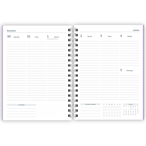 Planner 2025 Colegial Soothing Lilás Pastel, com 80 folhas Spiral - PT 1 UN