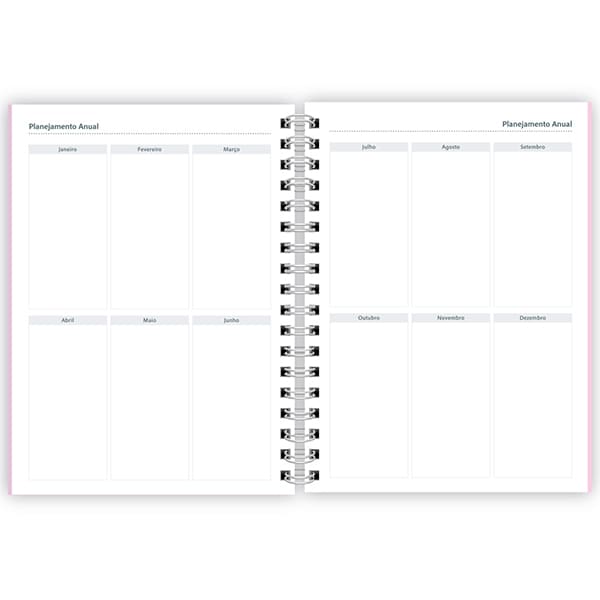 Planner 2025 Colegial Soothing Rosa Pastel, com 80 folhas Spiral - PT 1 UN