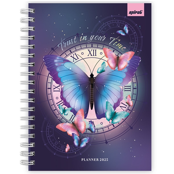 Planner Colegial 2025, Flutter, 80 folhas, com espiral, 2518139, Spiral Flu - PT 1 UN