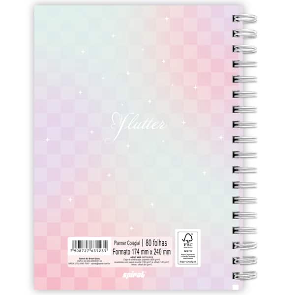Planner colegial 174x240mm Flutter c/espiral 2635235 Spiral Flu PT 1 UN