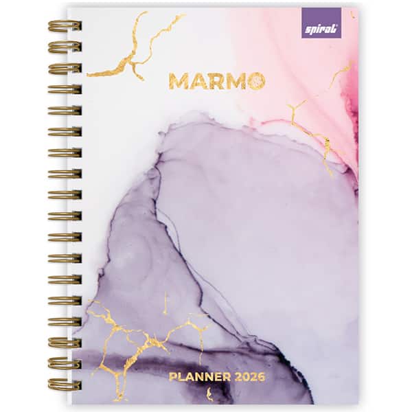 Planner Colegial 2026, Marmo, 80 Folhas com espiral, 2635242, Spiral Mrm - PT 1 UN