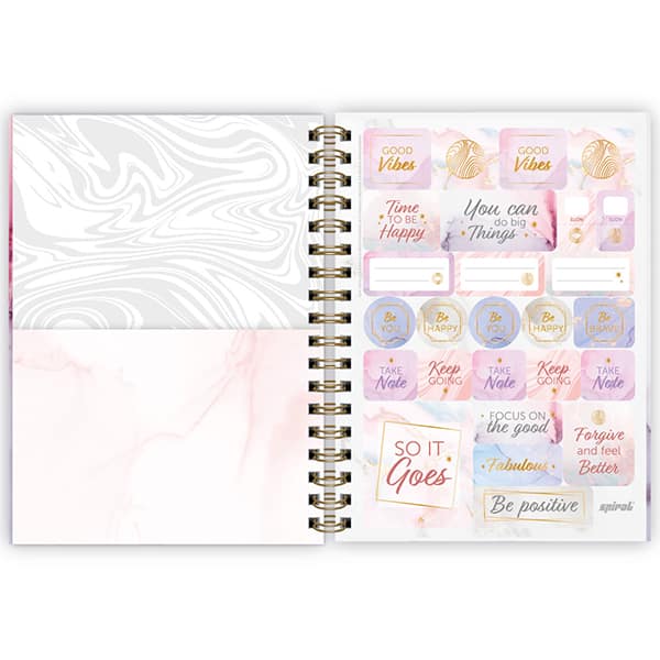 Planner Colegial 2026, Marmo, 80 Folhas com espiral, 2635242, Spiral Mrm - PT 1 UN