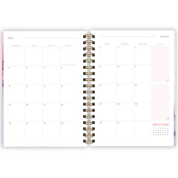 Planner Colegial 2026, Marmo, 80 Folhas com espiral, 2635242, Spiral Mrm - PT 1 UN