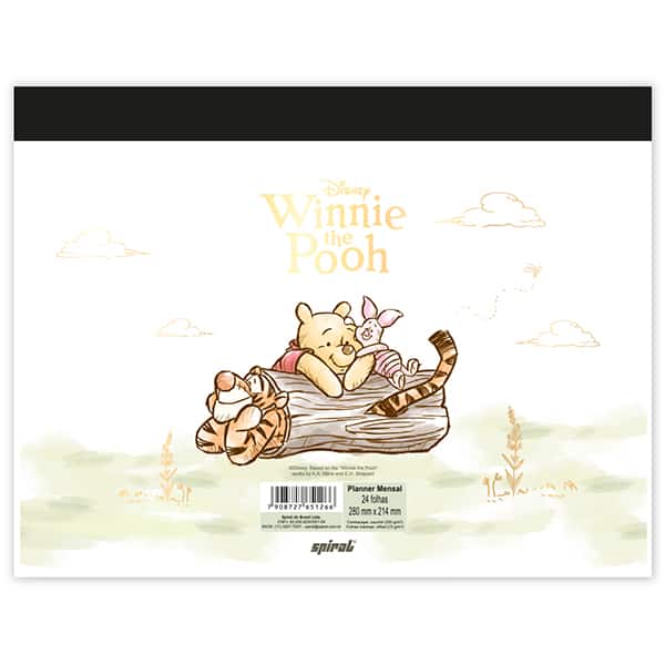 Planner Mensal Ursinho Pooh, 24 folhas, 280mm x 214mm, 2751266, Spiral Pooh - PT 1 UN