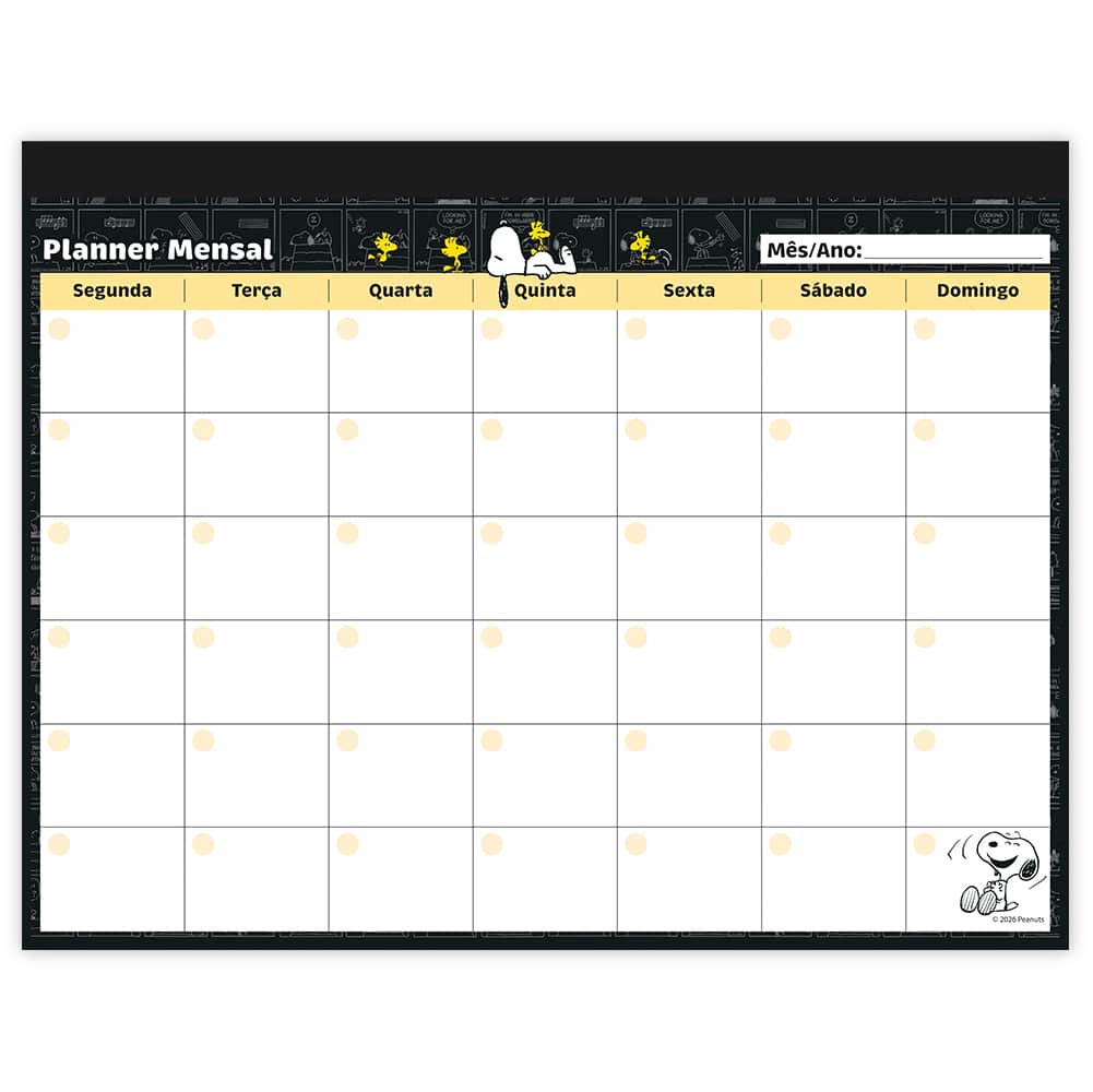 Planner Mensal Snoopy, 24 folhas, 280mm x 214mm, 2751273, Spiral Sno - PT 1 UN