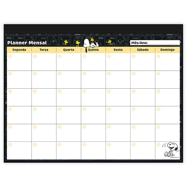 Planner Mensal Snoopy, 24 folhas, 280mm x 214mm, 2751273, Spiral Sno - PT 1 UN Planner Mensal Snoopy, 24 folhas, 280mm x 214mm, 2751273, Spiral Sno - PT 1 UN