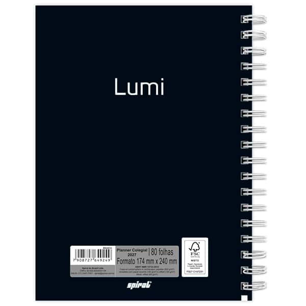 Planner Colegial 2026, Lumi, Branco, 80 Folhas, Capa de polipropileno, 2749249, Spiral Lumi - PT 1 UN Planner Colegial 2026, Lumi, Branco, 80 Folhas, Capa de polipropileno, 2749249, Spiral Lumi - PT 1 UN