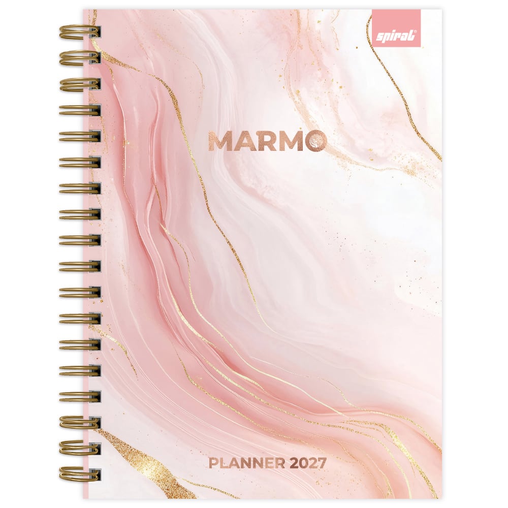 Planner Colegial 2027 Marmo, Rosa, 80 Folhas, Capa Dura, 2751358, Spiral Mrm - PT 1 UN
