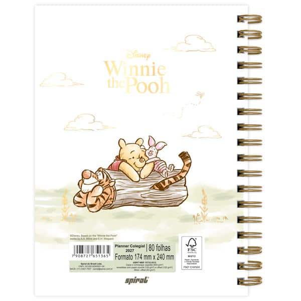 Planner Colegial 2027 Ursinho Pooh, 80 Folhas, Capa Dura, 2751365, Spiral Pooh - PT 1 UN Planner Colegial 2027 Ursinho Pooh, 80 Folhas, Capa Dura, 2751365, Spiral Pooh - PT 1 UN