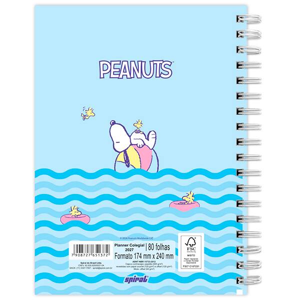 Planner Colegial 2027 Snoopy, 80 Folhas, Capa Dura, 2751372, Spiral Sno - PT 1 UN