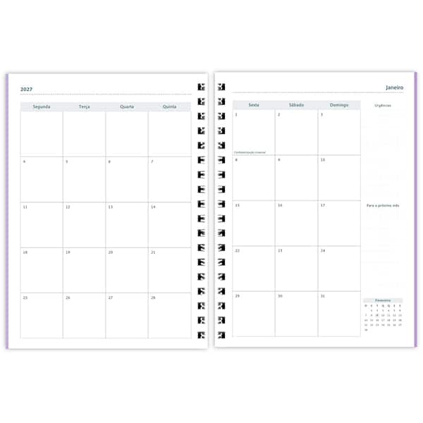 Planner Colegial 2026, Soothing, Lilás, 80 Folhas, Capa de polipropileno com serigrafia, 2749256, Spiral Soot - PT 1 UN