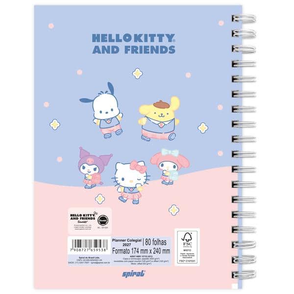 Planner colegial 174x240mm H.Kitty&Ami c/esp 2759538 Spiral Hka PT 1 UN Planner colegial 174x240mm H.Kitty&Ami c/esp 2759538 Spiral Hka PT 1 UN