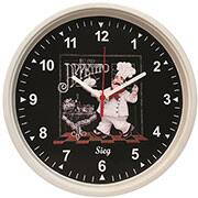 Relógio de Parede plástico 28cm Cozinheiro branco c/ preto Sieg CX 1 UN Relógio de Parede plástico 28cm Cozinheiro branco c/ preto Sieg CX 1 UN