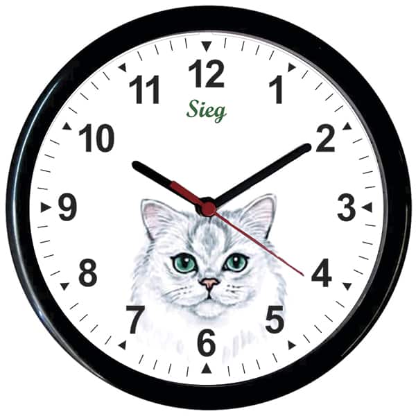 Relógio de Parede plástico 24cm, Gato, Sieg - CX 1 UN