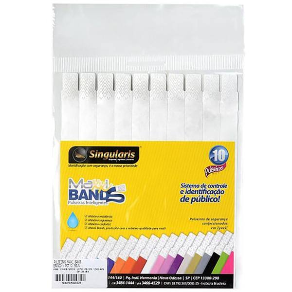 Pulseira de identificação tyvek branco Singularis PT 50 UN