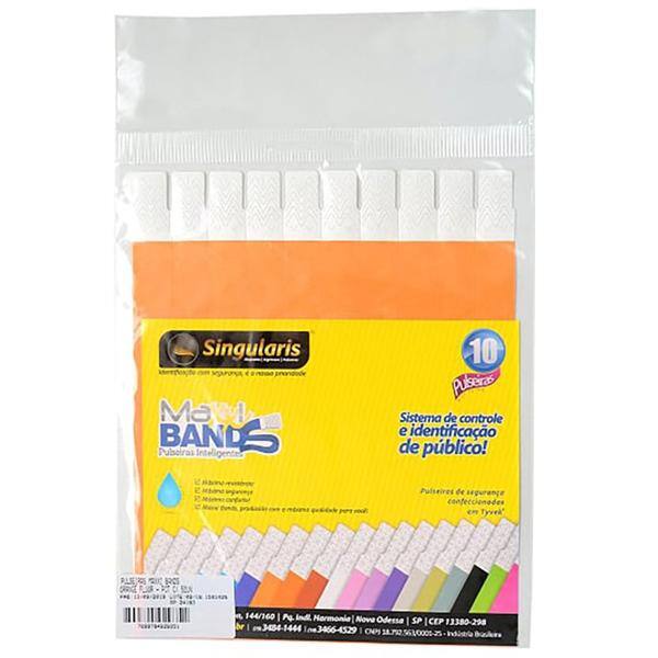 Pulseira de identificação tyvek laran.flúo Singularis PT 50 UN