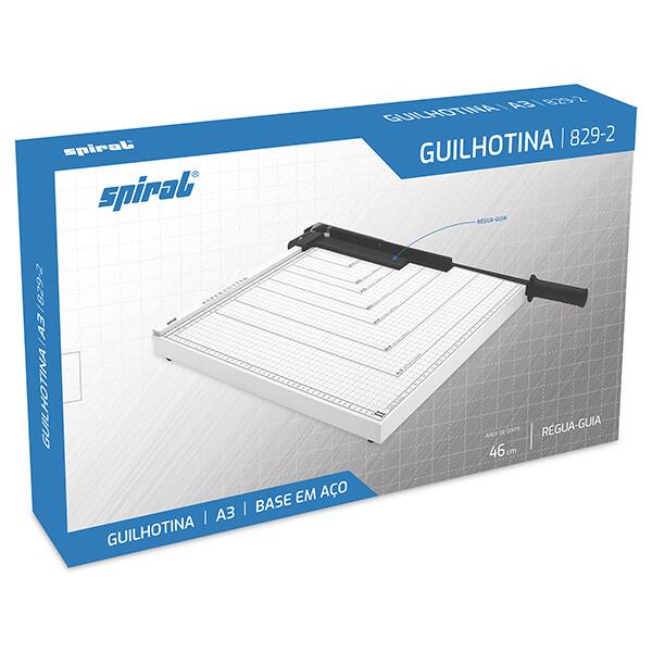 Guilhotina de papel, (460mm), até 10 folhas com base, 410 x 655mm, 829-2, Spiral - CX 1 UN Guilhotina de papel, (460mm), até 10 folhas com base, 410 x 655mm, 829-2, Spiral - CX 1 UN