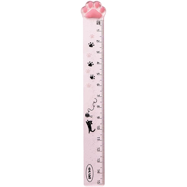 Régua em poliestireno 15 cm patinha rosa Oval BT 1 UN