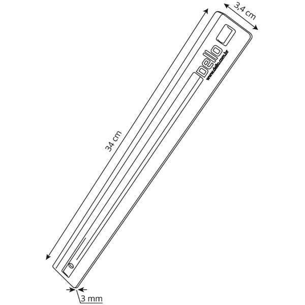 Régua de 30 cm com Apoio Para Os Dedos Escolar e Home Office, Cristal, Dello - CX 1 UN