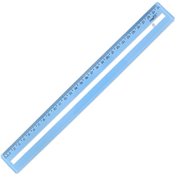 Régua em poliestireno 30cm, com guia de leitura, Azul, 10270141, Maxcril - PT 1 UN