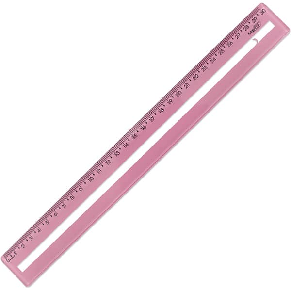 Régua em poliestireno 30cm, com guia de leitura, Rosa, 10270142, Maxcril - PT 1 UN