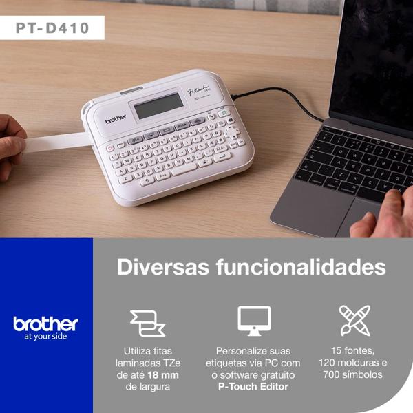 Rotulador eletrônico portátil, Branco, PTD410, Brother - CX 1 UN