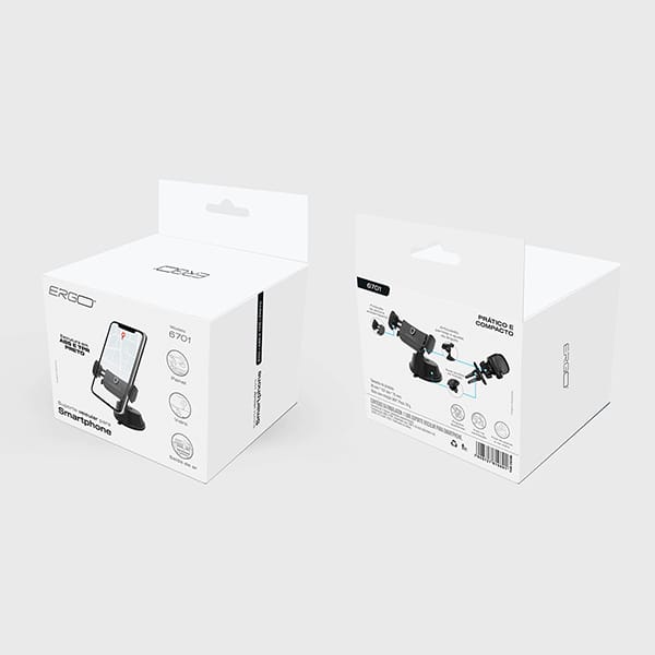 Suporte veicular para Smartphone, fixação na ventilação e no vidro, 6701, Ergo - CX 1 UN