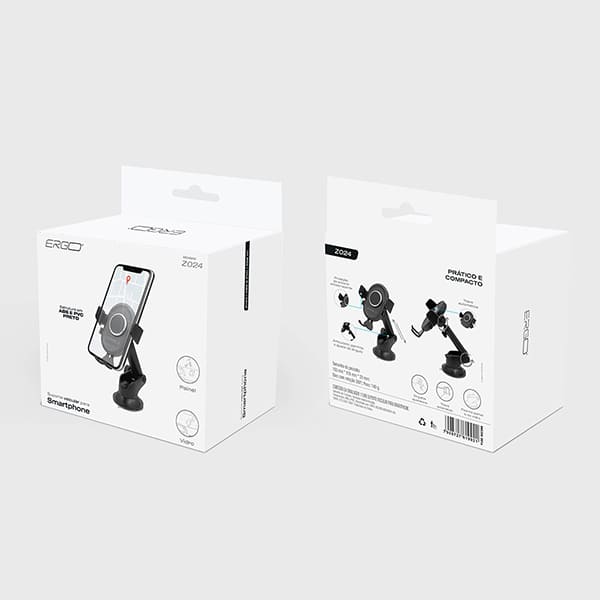 Suporte veicular para Smartphone, fixação no painel e no vidro, Z024, Ergo - CX 1 UN