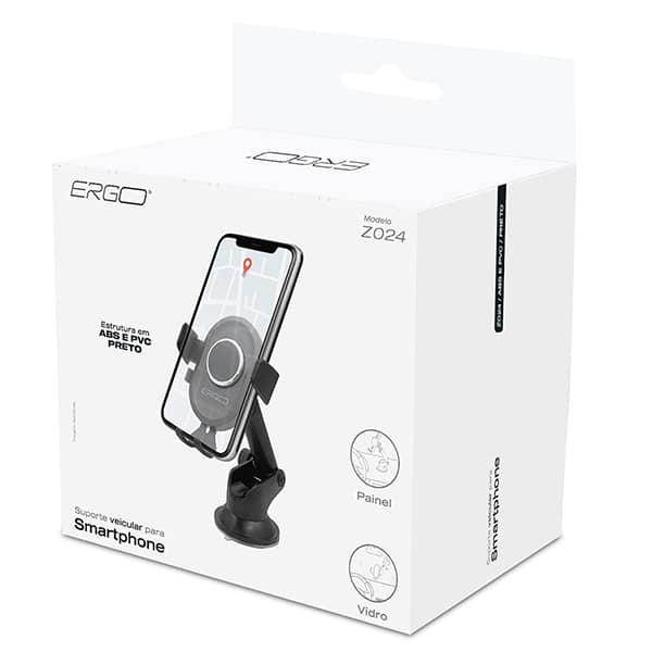 Suporte veicular para Smartphone, fixação no painel e no vidro, Z024, Ergo CX 1 UN
