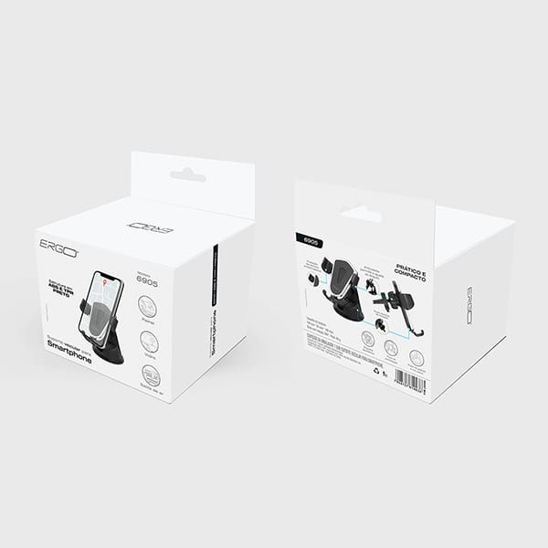 Suporte veicular para Smartphone, fixação no painel, vidro e saída de ar, 6905, Ergo - CX 1 UN