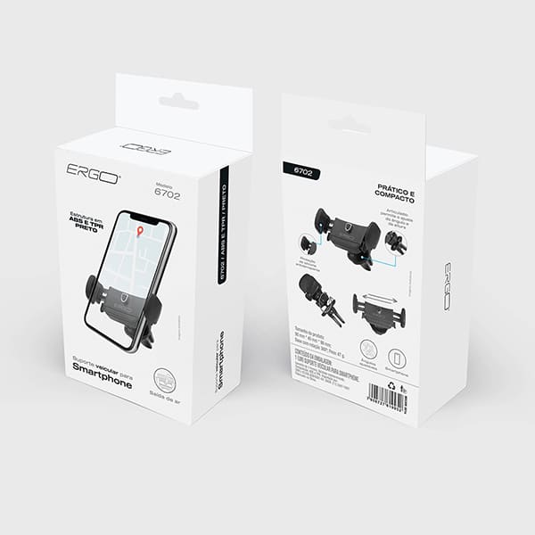 Suporte veicular para Smartphone, fixação na saída de ar, 6702, Ergo - CX 1 UN