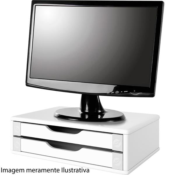 Suporte p/monitor c/2 gavetas branco 3340 Souza & Cia CX 1 UN