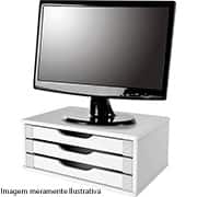 Suporte para monitor com 3 gavetas, branco, 3343, Souza & Cia - CX 1 UN Suporte para monitor com 3 gavetas, branco, 3343, Souza & Cia - CX 1 UN
