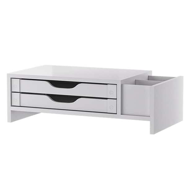 Suporte p/monitor c/2 gavetas 3 nichos branco 3510 Souza & Cia CX 1 UN