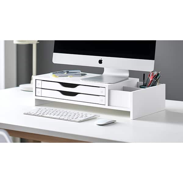Suporte p/monitor c/2 gavetas 3 nichos branco 3510 Souza & Cia CX 1 UN