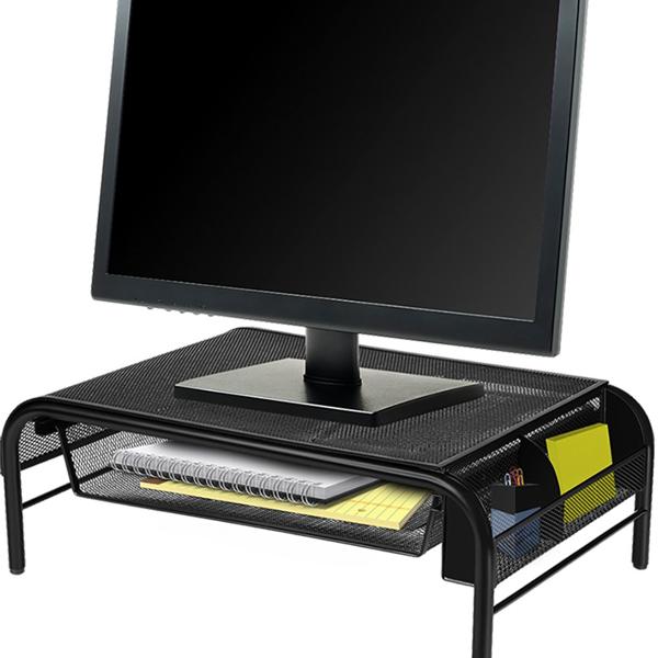 Suporte para monitor com organizador aramado, Preto, EI044, Keep - CX 1 UN