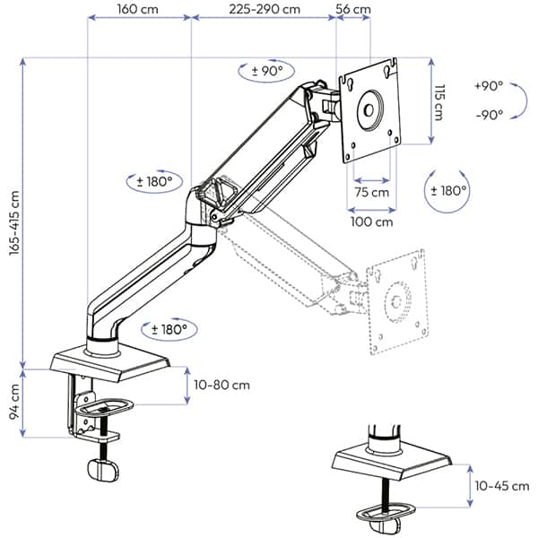 Suporte para Monitor Articulado para monitores de 17 a 32 polegadas, Axion, Cinza, 72138, Elements - CX 1 UN Suporte para Monitor Articulado para monitores de 17 a 32 polegadas, Axion, Cinza, 72138, Elements - CX 1 UN
