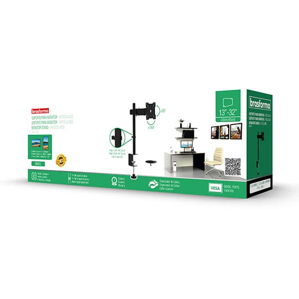 Suporte p/monitor articulado de mesa 13"-32" BM812 Brasforma Industria CX 1 UN