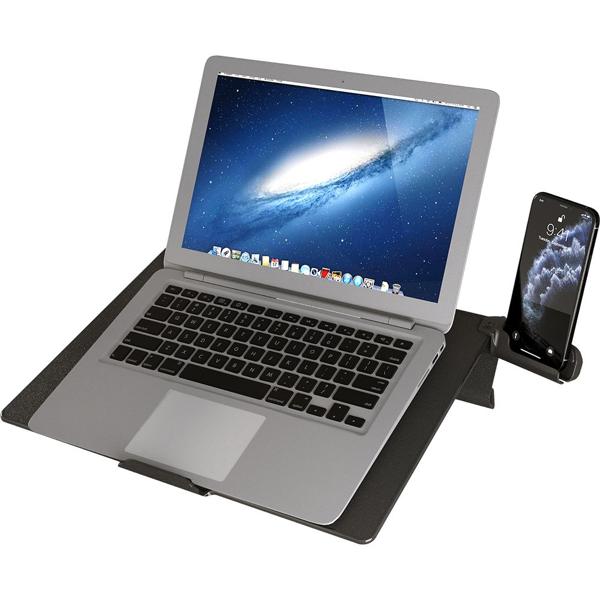 Suporte para notebook lapcomfort, com suporte para celular, Preto, 08770, Octoo - CX 1 UN