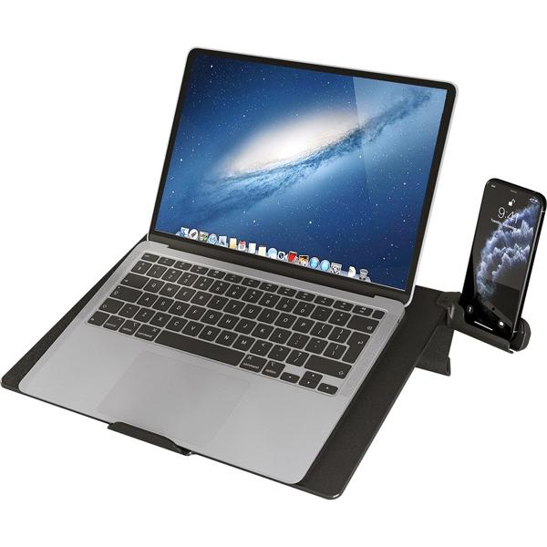 Suporte para notebook lapcomfort, com suporte para celular, Preto, 08770, Octoo - CX 1 UN